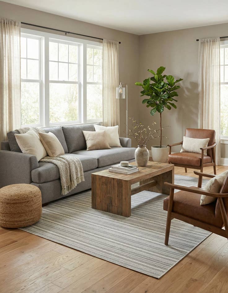 Detail image of 9' x 12'  Washable Striped Indoor / Outdoor Rug