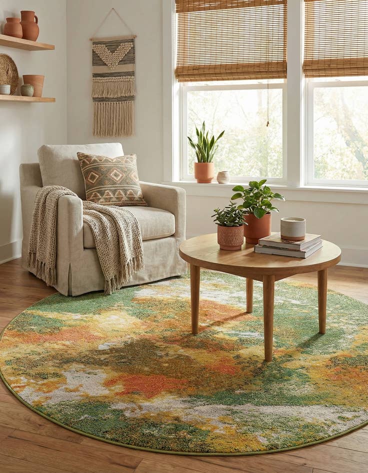 Detail image of 5' 3 x 5' 3  Washable Haerfest Round Rug