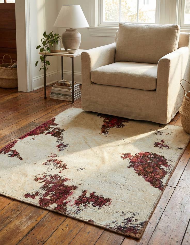 Detail image of 3' x 3' 8  Hand Knotted Ultra Vintage Persian Wool Square Rug