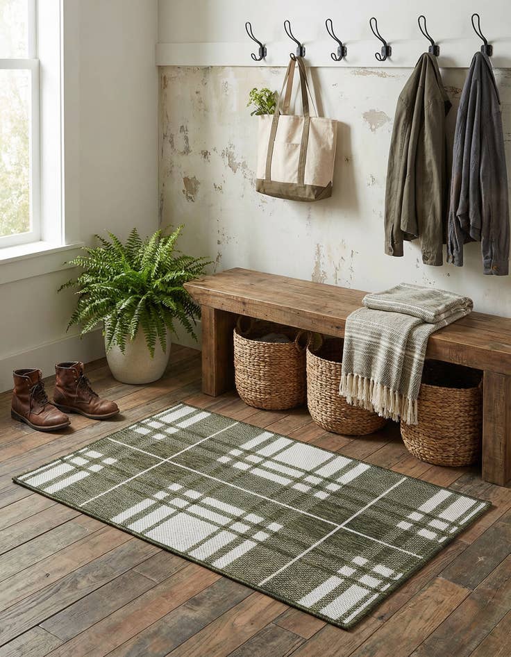 Detail image of  2' x 3'  Washable Checkered Indoor / Outdoor Rug