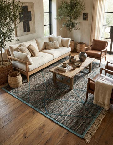 6' 1 x 9' 3 Hand Knotted Moroccan Wool Rug