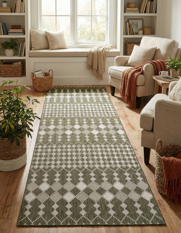 Detail image of  6' x 15'  Washable Lattice Indoor / Outdoor Runner Rug