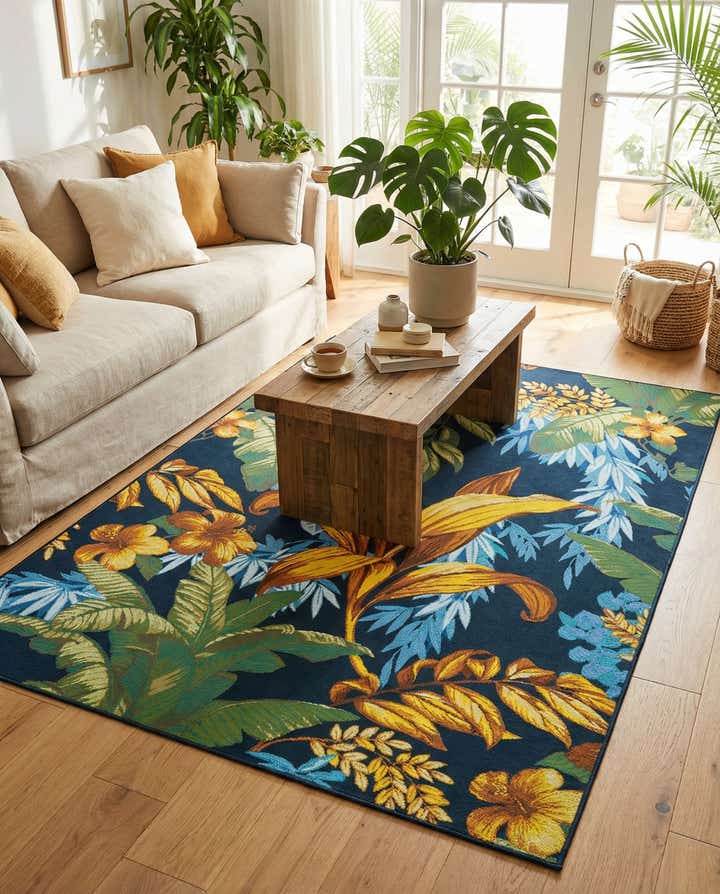6' x 9' Easy-Clean Botanical Indoor / Outdoor Rug