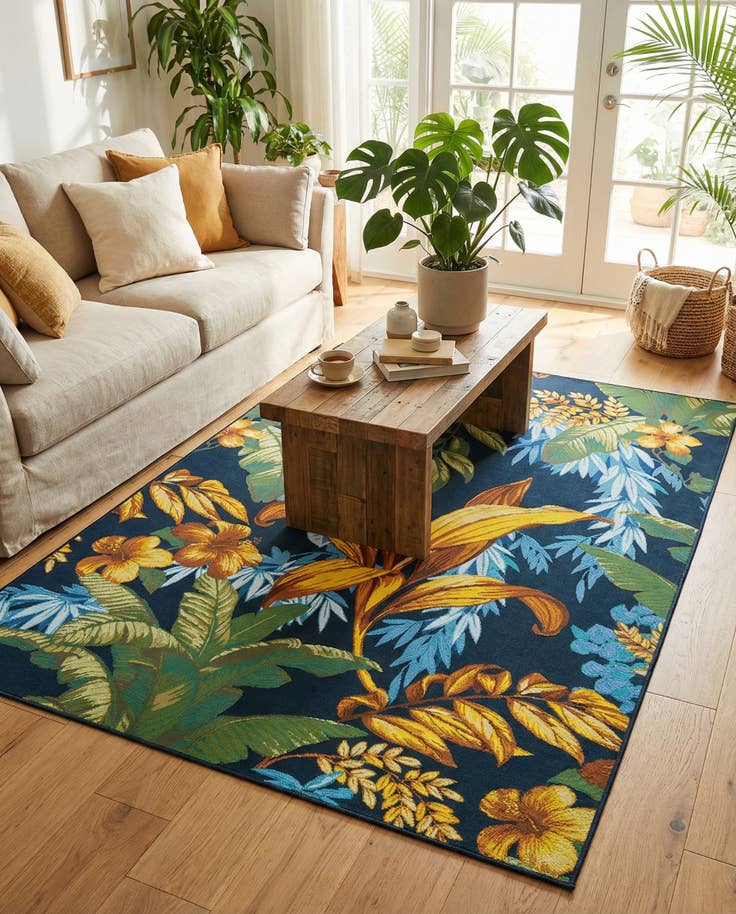 Detail image of 6' x 9' Easy-Clean Botanical Indoor / Outdoor Rug