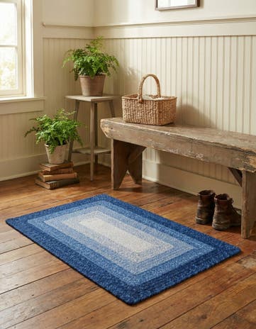 Blue Handmade Hand Braided Wool Rug