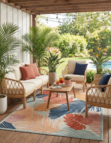 5' 2 x 8' Easy-Clean Botanical Indoor / Outdoor Rug