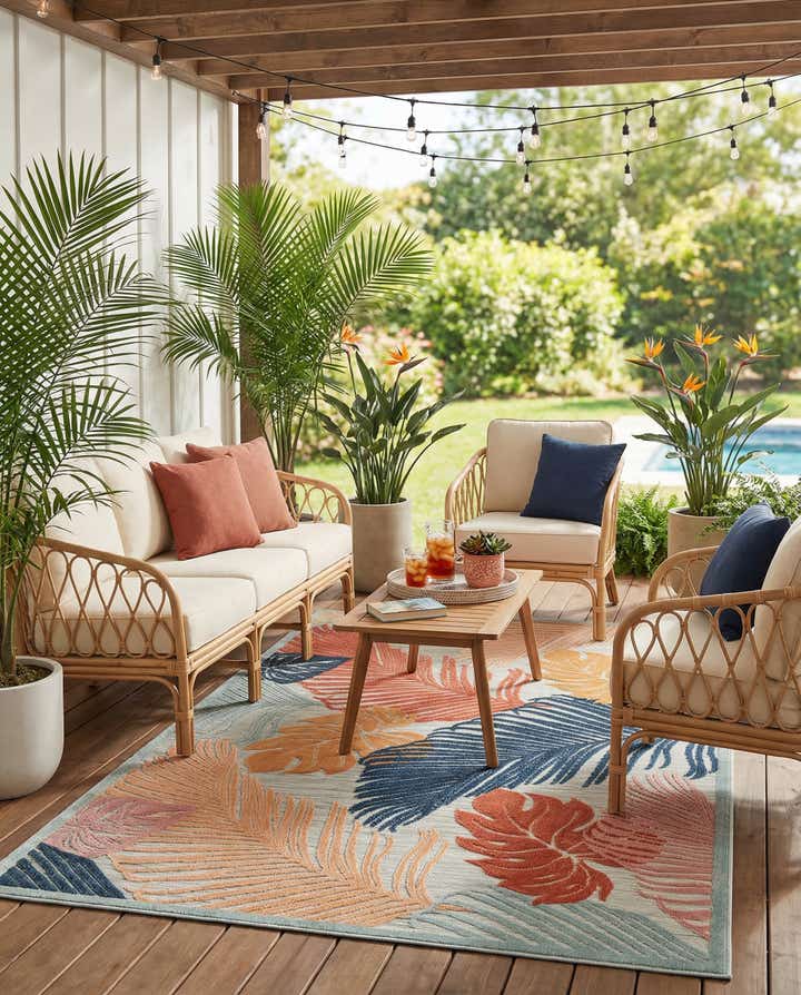 5' 2 x 8' Easy-Clean Botanical Indoor / Outdoor Rug