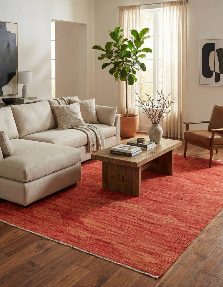 Detail image of  6' 8 x 9' 8  Hand Woven Kilim Modern Wool Rug