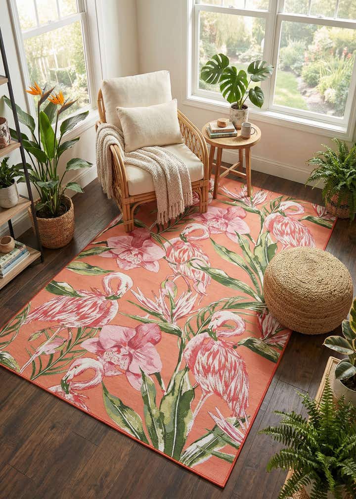 6' x 9' Easy-Clean Botanical Indoor / Outdoor Rug