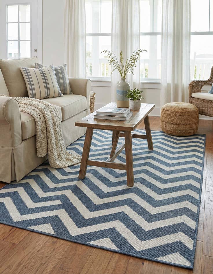 Detail image of 4' x 6'  Washable Coastal Indoor / Outdoor Rug