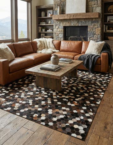 5' x 8' Cowhide Leather Rug