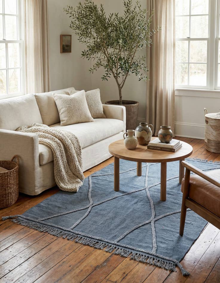 Detail image of 3' 4 x 4' 10  Hand Woven Kilim Modern Wool Rug