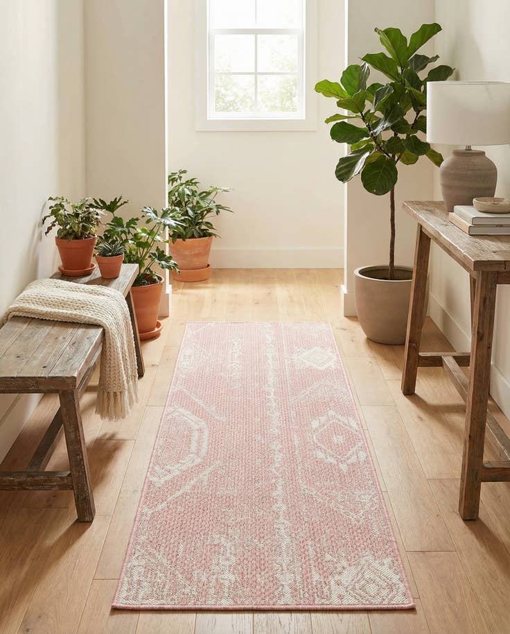 Detail image of 2' x 6' Easy-Clean Bohemian Indoor / Outdoor Runner Rug