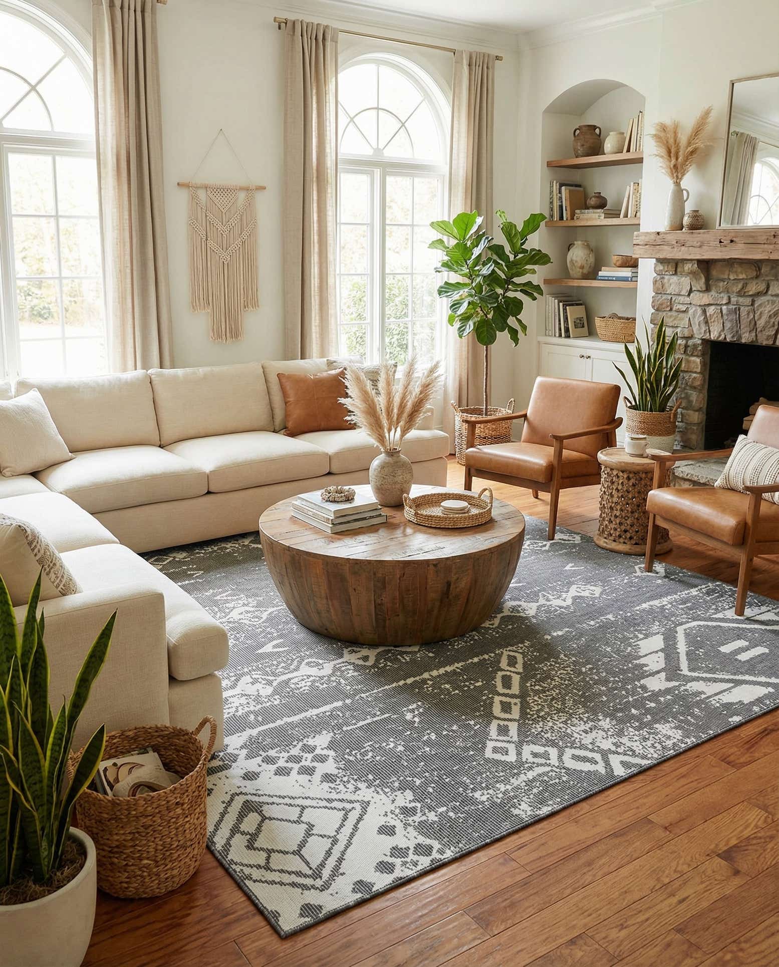 10' 8 x 10' 8 Easy-Clean Bohemian Indoor / Outdoor Square Rug