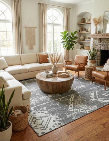 10' 8 x 10' 8 Easy-Clean Bohemian Indoor / Outdoor Square Rug