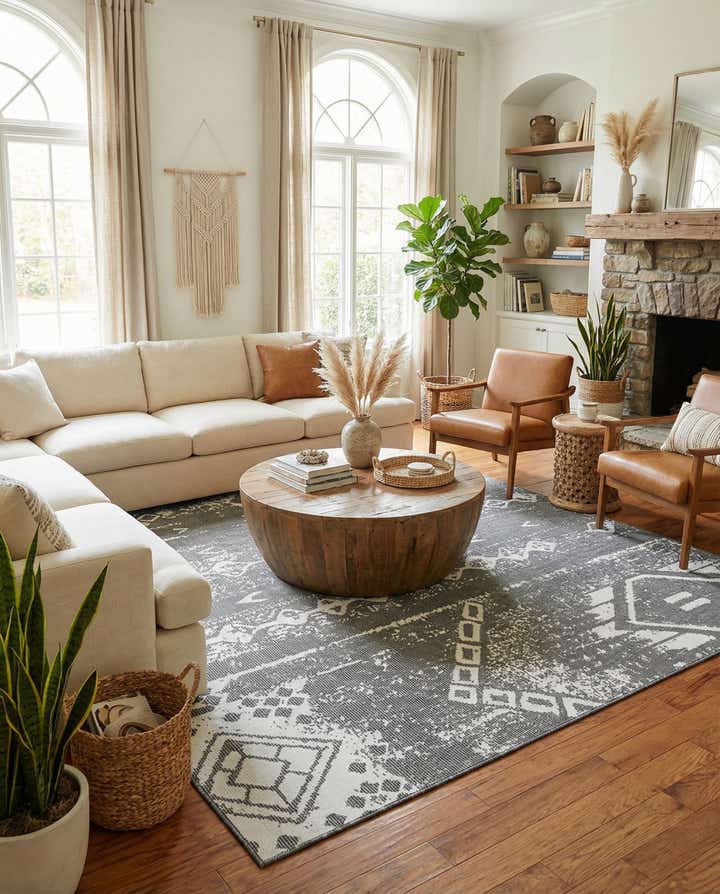 10' 8 x 10' 8 Easy-Clean Bohemian Indoor / Outdoor Square Rug
