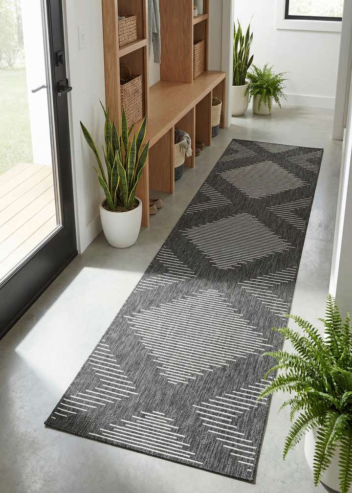 3' 3 x 12' Easy-Clean Modern Indoor / Outdoor Runner Rug