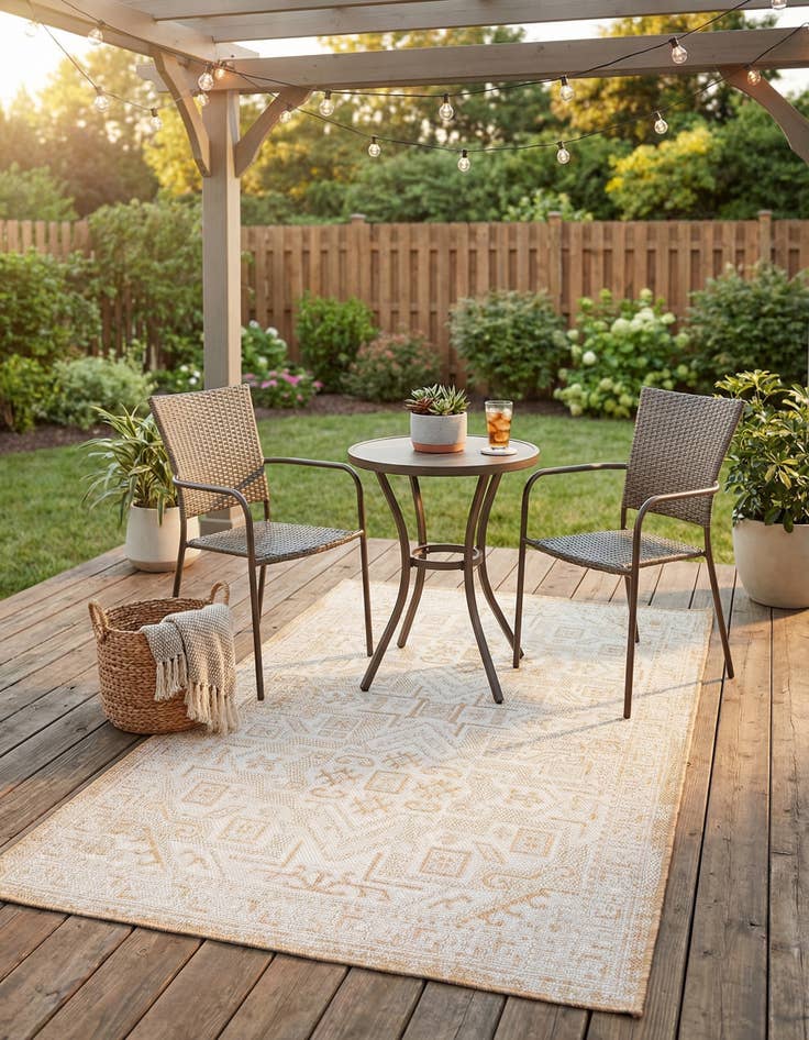 Detail image of  3' x 5' 3  Washable Aztec Indoor / Outdoor Rug