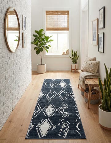 Jill Zarin Navy Blue Uptown Carnegie Hill Runner Rug