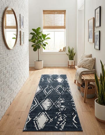 Jill Zarin Navy Blue Uptown Carnegie Hill Runner Rug