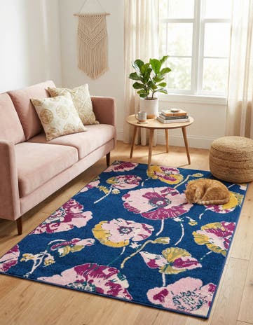 Navy Blue Bloom Rug