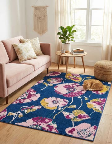 Navy Blue Bloom Rug