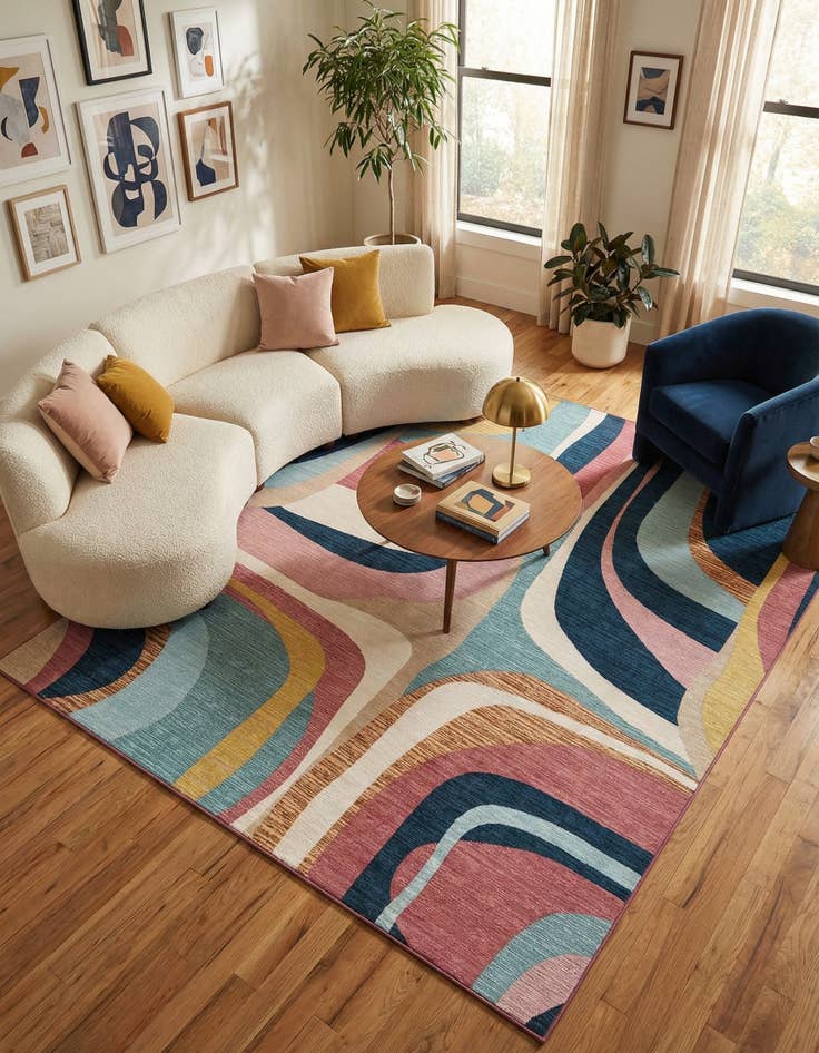 Detail image of  7' 10 x 10'  Washable Modern Indoor / Outdoor Rug