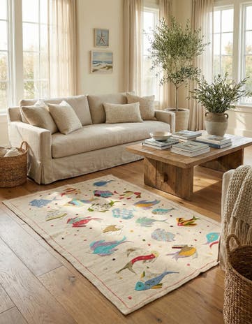 4' 2 x 5' 9 Hand Woven Kilim Suzani Wool Rug