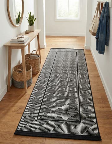 Black and White Milano Runner Rug
