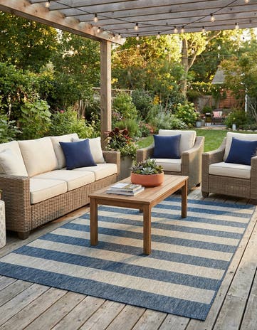 7' 10 x 11' Easy-Clean Ribbon Indoor / Outdoor Rug