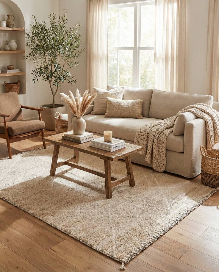 Detail image of 4' 2 x 6' 2 Hand Knotted Moroccan Wool Rug