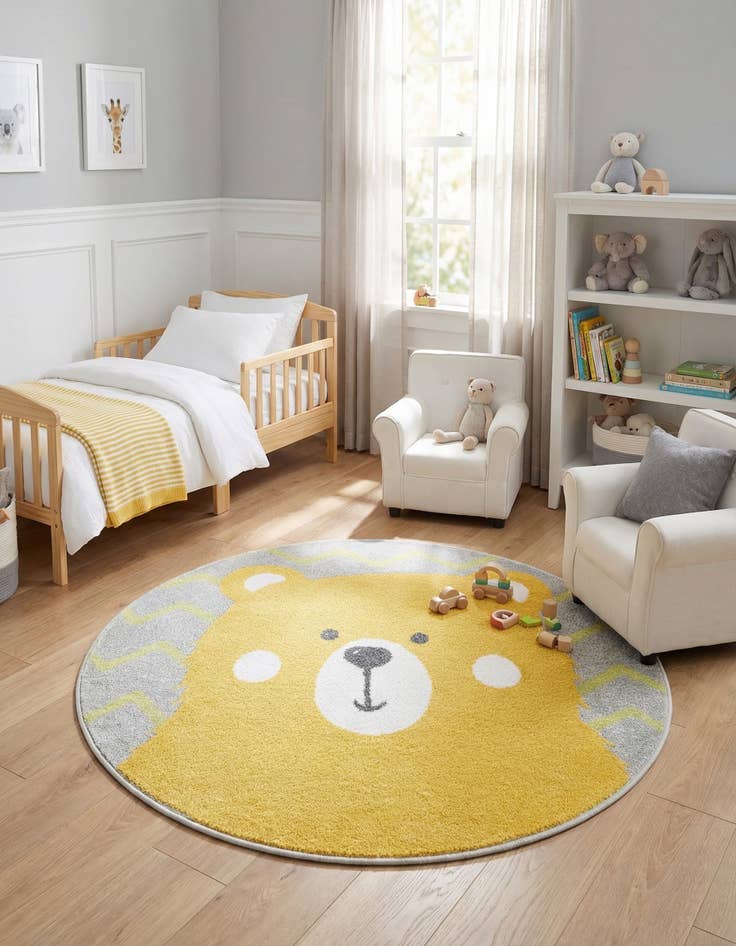Detail image of  3' 3 x 3' 3 Bear Whimsy Kids Round Rug