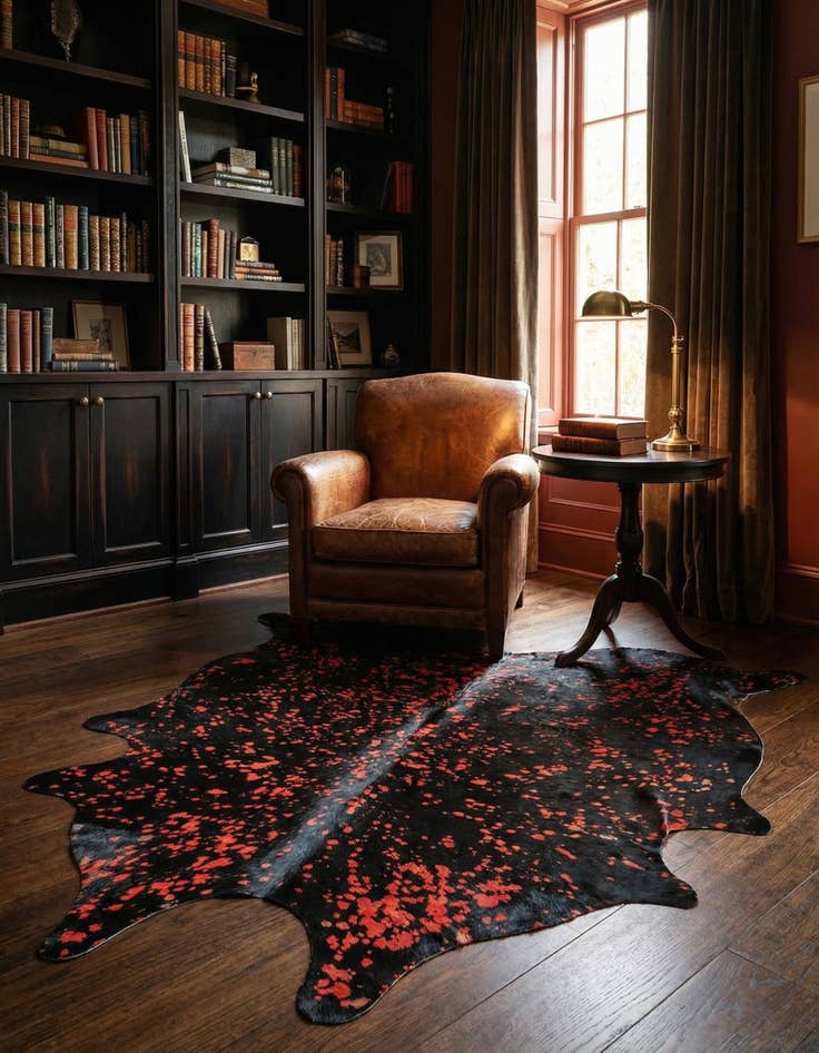 Detail image of 6' 3 x 7' Cowhide Leather Rug