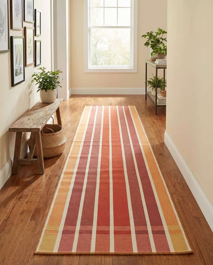 2' 7 x 12' Easy-Clean Striped Indoor / Outdoor Runner Rug
