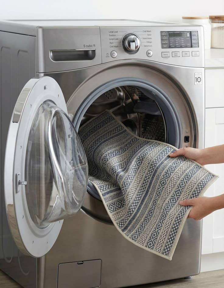Detail image of 2' 7 x 12'  Washable Striped Indoor / Outdoor Runner Rug