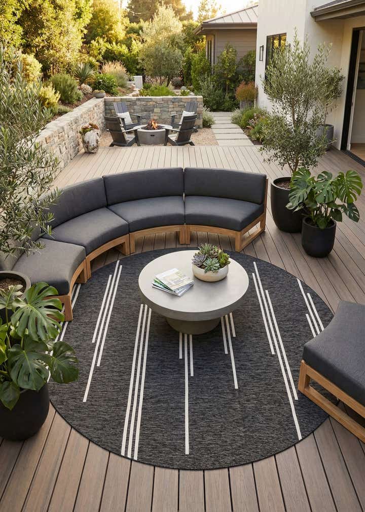 13' x 13' Easy-Clean Modern Indoor / Outdoor Round Rug