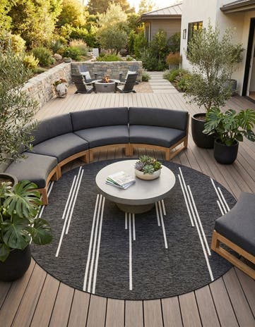 13' x 13' Easy-Clean Modern Indoor / Outdoor Round Rug