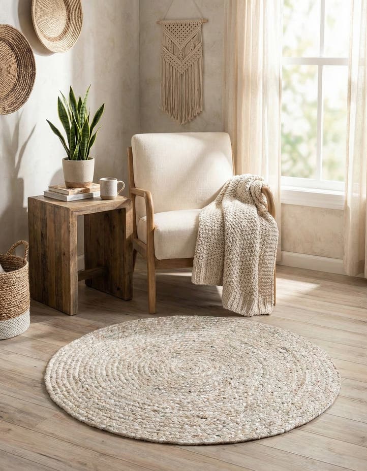 3' 3 x 3' 3 Handmade Braided Chindi Round Rug