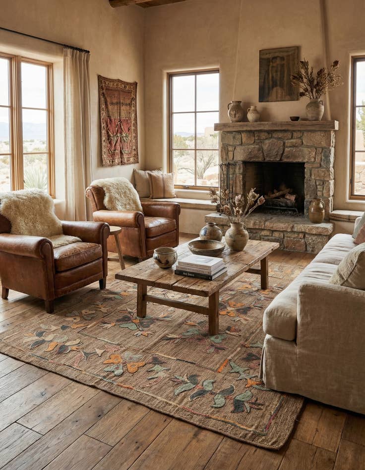 Detail image of 6' 2 x 7'  Hand Woven Kilim Suzani Wool Rug