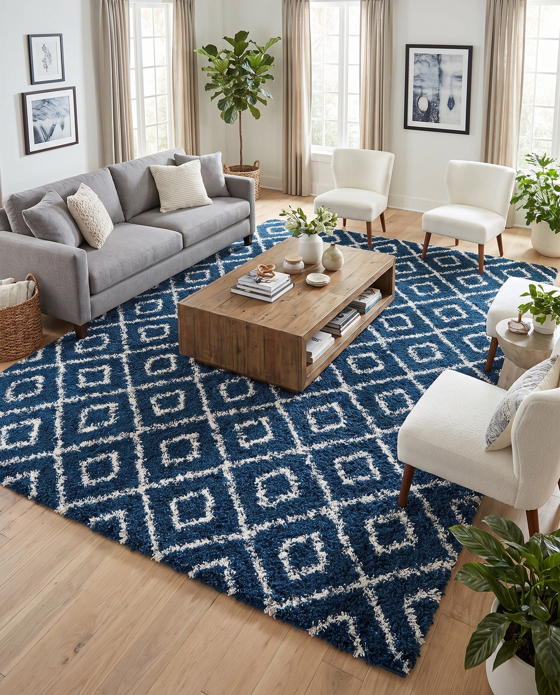 9' x 12' Lattice Shag Rug