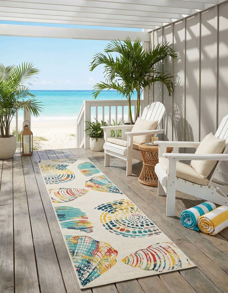 Detail image of 2' x 8'  Washable Coastal Indoor / Outdoor Runner Rug