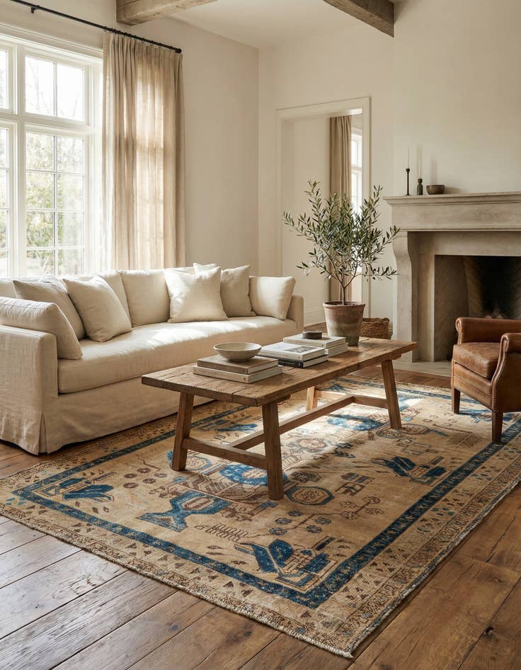 Detail image of  5' 2 x 6' 7  Hand Knotted Ultra Vintage Persian Wool Square Rug