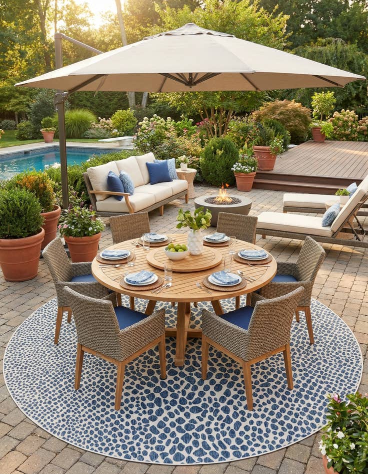 Detail image of 13' x 13' Easy-Clean Jill Zarin Cape Town Indoor / Outdoor Round Rug