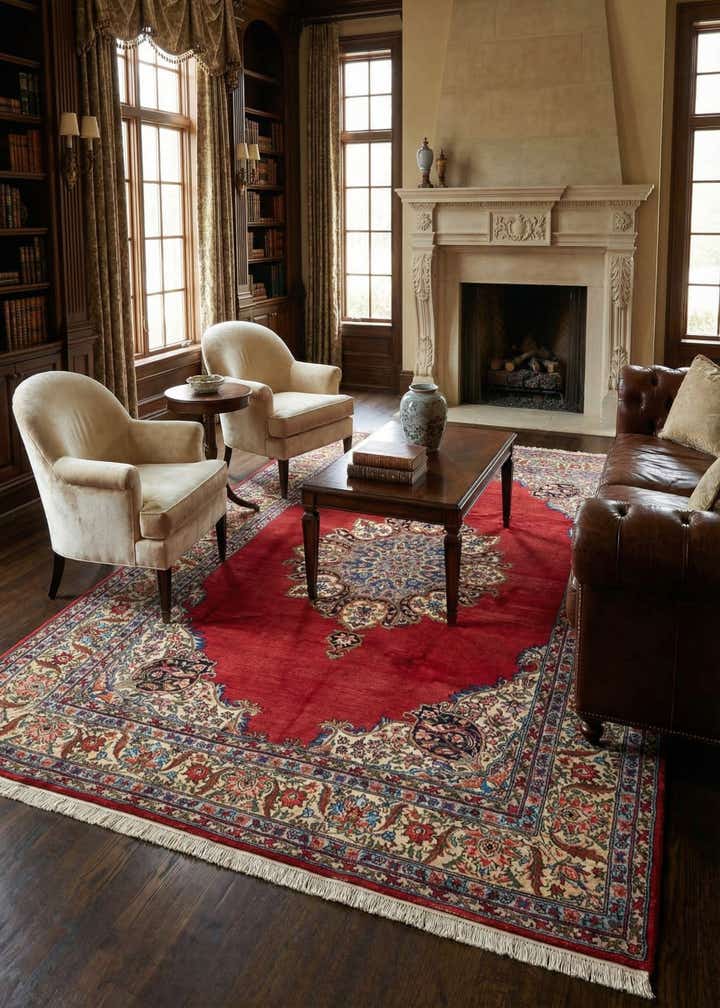 7' 3 x 10' 8 Hand Knotted Kashan Oriental Wool Rug