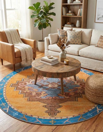7' 7 x 7' 7 Washable Timeless Round Rug
