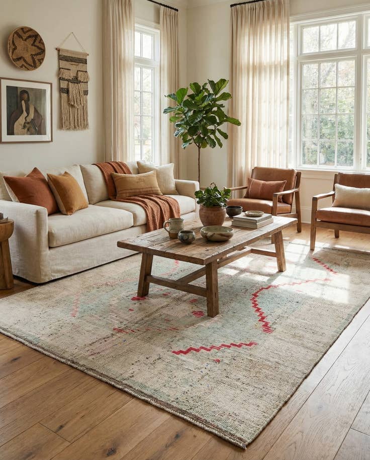 Detail image of 7' 9 x 10' 5 Hand Knotted Moroccan Wool Rug