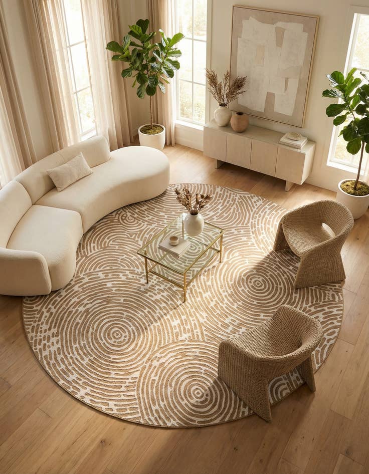 Detail image of  12' x 12'  Washable Modern Indoor / Outdoor Round Rug