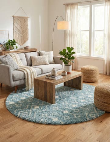 7' 10 x 7' 10 Moroccan Trellis Shag Round Rug