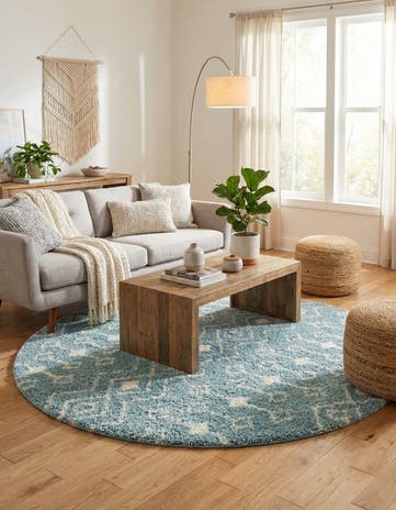 7' 10 x 7' 10 Moroccan Trellis Shag Round Rug