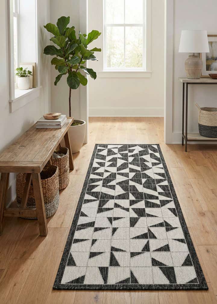 2' x 5' 3 Easy-Clean Modern Indoor / Outdoor Runner Rug